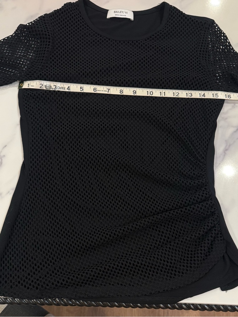 Bailey 44 Black Mesh Long Sleeve Crew Top - Picture 12 of 12